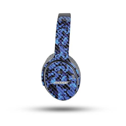Image of MightySkins Carbon Fiber Skin Compatible with Bose QuietComfort 35 II Headphones - Blue Modern Camo | Protective, Durable Textured Carbon Fiber Finish | Easy to Apply
