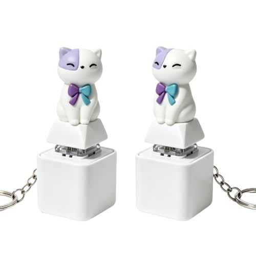 A keychain button that plays a realistic cat meow with an LED flash — peak chaotic-good desk accessory energy.