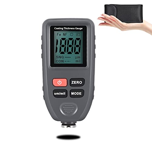 Aomdom Medidor Espesor Pintura Coche Medidor de espesor de capa digital con pantalla LCD para superficies con base metálica de acero/aluminio Sondas Fe y NFe 0-1500um calibración multipunto Cover