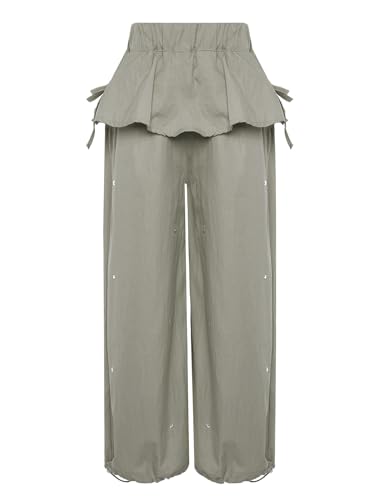 Linjinx Kids Girls Bowknot Peplum Star Studs Track Pants Cute Wide Leg Trousers Joggers Hip Hop Dance Sweatpants3