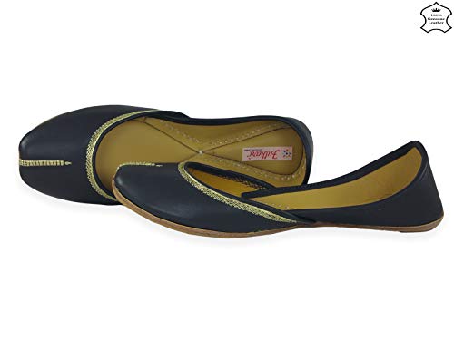 Image of Fulkari Women's Nappa Soft Genuine Leather Juttis | Bite and Pinch Free Jutis | Punjabi Jutti For Ladies | Casual Flat Stylish Mojari | Ethnic Flats For Girls |