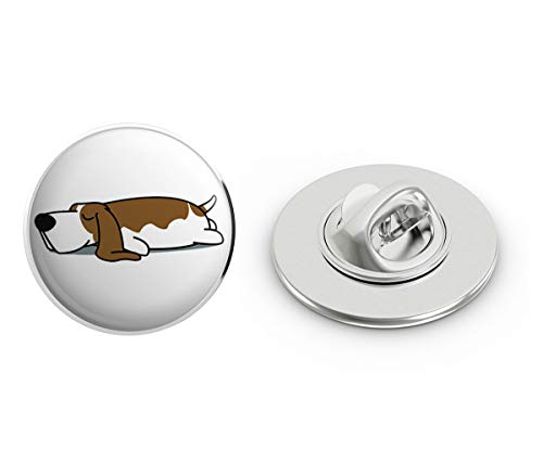 Cute Sleepy Lazy Basset Hound Cartoon, Basset Hound Round Metal 0.75