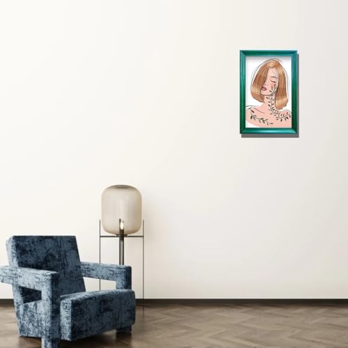 Image of Handcrafted Blue Color Vintage Wooden Photo Frame for Artworks, Pictures, Photos, Wall Frame, Home, and Office Decor - 12x18-inch Display, (Blue Wave, 12 x 18 inch Photo Size)