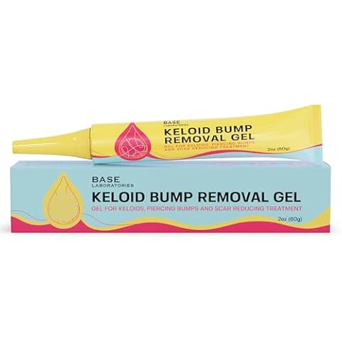 BASE LABORATORIES Keloid Bump Removal Gel | Natural Piercing Bump Treatment & Keloid Scar Gel | Keloid Scar Removal for all Scars, Keloids & Piercing Bumps | Soothing Piercing Aftercare Gel | 2 oz Cover