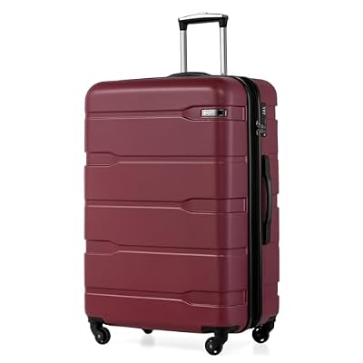 Coolife Expandable Large Checked Luggage Hardside PC+ABS Suitcase with TSA Lock, Lightweight Rolling Carry On with Spinner Wheels(Radiant Pink, 28in)