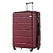 Coolife Luggage Expandable(only 28") Suitcase PC+ABS Spinner Built-In TSA lock 20in 24in 28in Carry on (Radiant Pink, L(28in).)