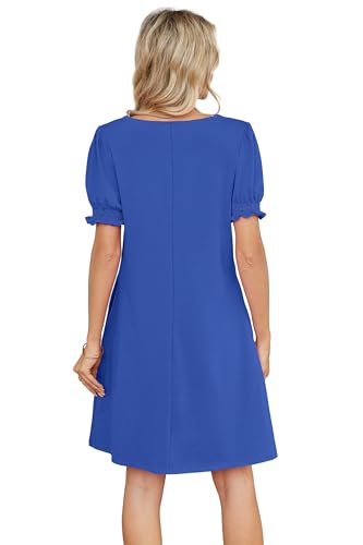 Image of RUMIA Summer Dresses for Women 2025 Casual Cute Square Neck Puff Short Sleeve Dress with Pockets