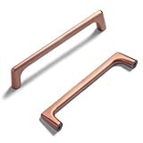 Goo-Ki Brushed Copper Cabinet Pulls with 5''Hole Centers,Modern Style Zinc Alloy Cabinet Handles for Dresser,Wardrobe,Cupboard- 6 Pack