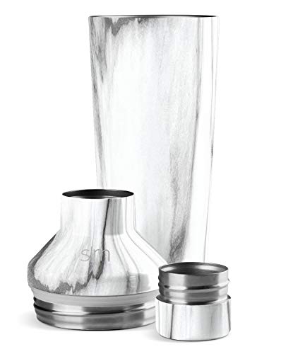 Simple Modern Cocktail Shaker Gift Set With Jigger Lid | Insulated Boston Martini Mixer Stainless Steel Christmas Gifts For Men Women | Compatible With Classic Tumbler Collection | Carrara Marble #TOP2
