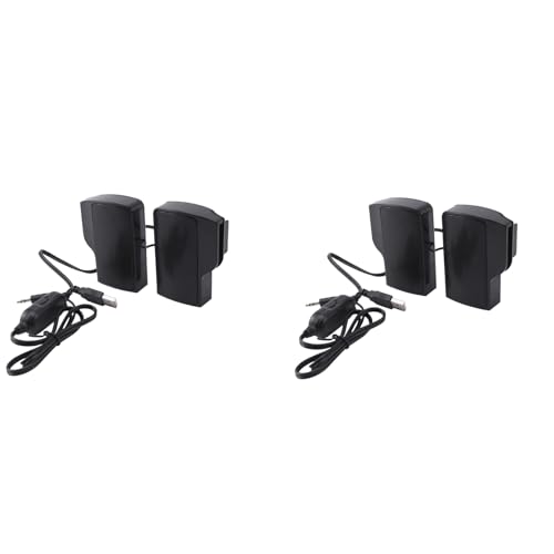 Sxmrmnx 2 altavoces USB con clip para laptop, PC, tableta, con cable, estéreo, controlador de línea, barra de sonido
