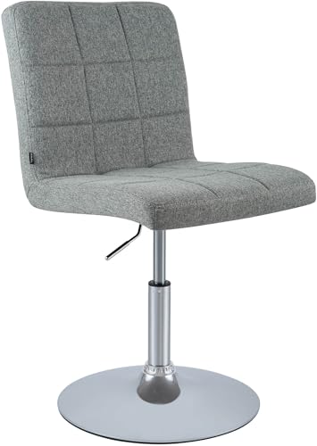 CLP Chaise de Salle à Manger Ricky, Hauteur réglable, pivotante, Tissu, Assise 360°, Base Trompette, Structure métal chromé, Couleur:Gris