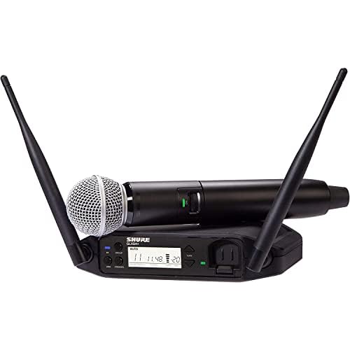 Shure GLXD24+/SM58 - Sistema de micrófono inalámbrico Digital de Doble Banda para Iglesia, Karaoke, vocales - Duración de la batería de 12 Horas, Alcance de 100 pies | Micrófono Vocal de Mano SM58,