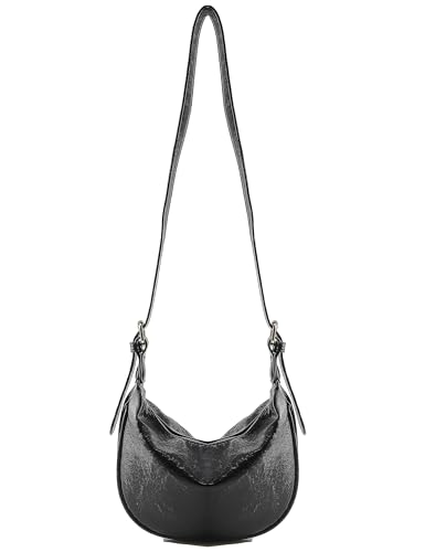 Bolsas Hobo para mulheres, bolsas transversais, bolsa de ombro com alça ajustável, Preto