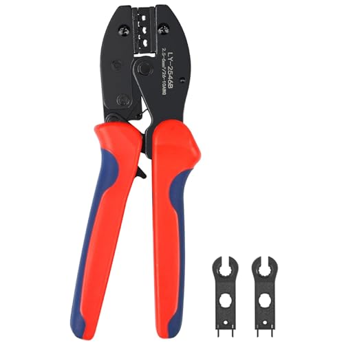 Lcyen Juego de crimpadora solar, juego de herramientas para panel solar de 2,5/4/6 mm², cable fotovoltaico, juego de crimpadora solar, 1 alicates de crimpado, 2 conectores solares