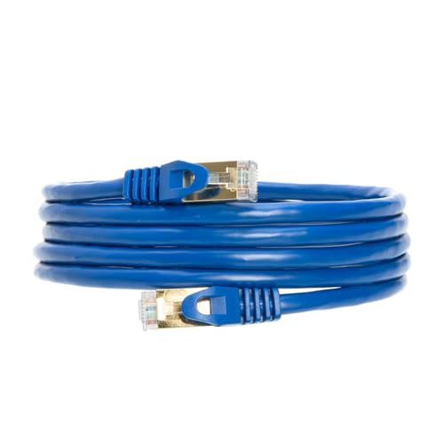 Image of 30FT S /FTP CAT 7 Gold Plated Shielded Ethernet RJ45 Copper Cable 10 Gigabit Ethernet Network Patch Cord CAT7 (30ft, Blue)