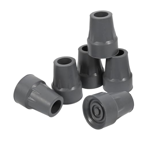 KOMBIUDA 6pcs Crutches Crutch Anti Slip Foot Pads Trekking Pole Tips Crutch Pads Crutch Feet Walking Pole Tip Replacement Walking Canes End Tips Self Standing Cane Tip Cane Tips Grey Rubber