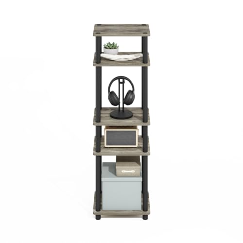 Image of Furinno Turn-N-Tube Storage Shelves, Stackable Standing Shelf, Open Corner Shelf, for Organization and Storage, Living Room, Garage, Home Office, French Oak