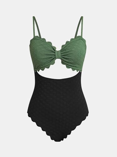 Image of CUPSHE Women's One Piece Swimsuit Sexy Cutout Scallop Trim Bathing Suit