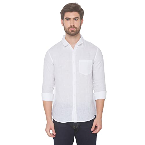Image of Spykar Slim Fit Mint Green Shirts for Men - Full Sleeves
