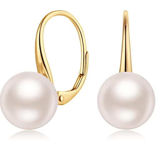 Boucles d'Oreilles Or et Argent - Perles Pendantes et Boucles Oreille pour Femme - Perles Or Blanc et Perle Culture