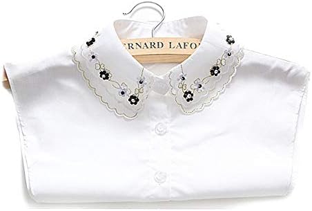Magik Choker Necklace Unisex Women Peter Pan Detachable Lapel Shirt Fake False Collar (Daisy-White)