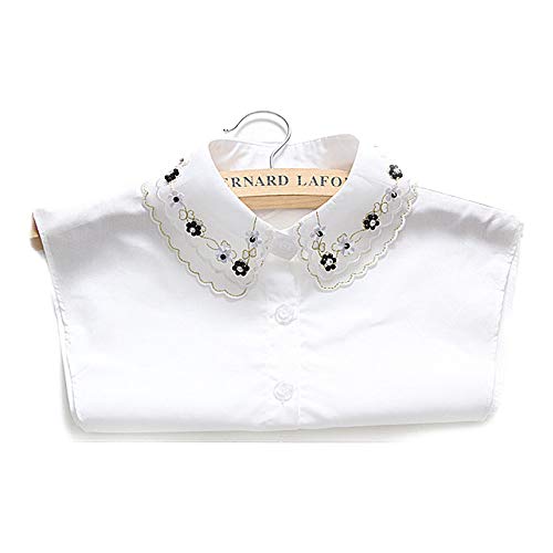 Magik Choker Necklace Unisex Women Peter Pan Detachable Lapel Shirt Fake False Collar (Daisy-White) #TOP2