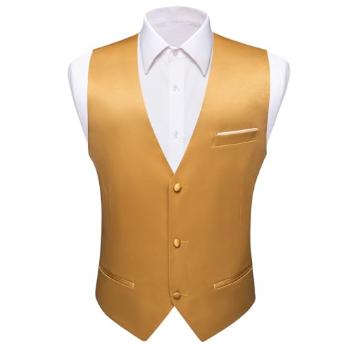Image of Barry.Wang Mens Suit Vest Bow Tie Set 4PCS Formal V-neck Slim Fit Casual Solid Color Waistcoat Wedding Party Tuxedo