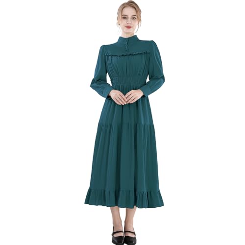 CR ROLECOS Mittelalter Kleidung Damen Viktorianisches Kleid Langarm A-Linie Vintage Edwardianisches Renaissance Maxikleid Ballkleid Abendkleid Damen...
