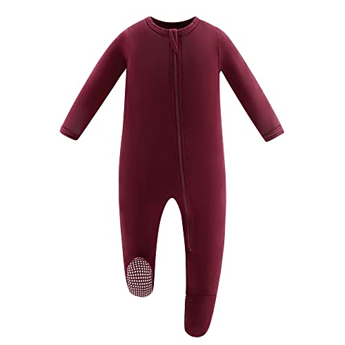 Image of Owlivia Rayon Made from Bamboo Baby Boy Girl Sleep 'N Play, Zip Front Non-Slip Footed Sleeper Pajamas