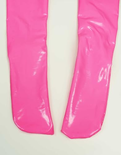 Image of Mobbunny Women PU Leather Thigh Stockings Cosplay Thigh High Stockings Shiny Over Knee Long Boot Sock Pink White