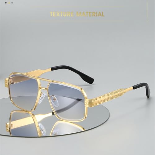 Lunettes de soleil carrées de luxe avec monture ciselée élégante