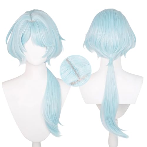 Image of Anime Sky Blue Wigs Long Straight Wig Jellyfish-Cut with Bangs Adult Game Cosplay Wigs Halloween,Christmas,Comic con,Game Show,Party