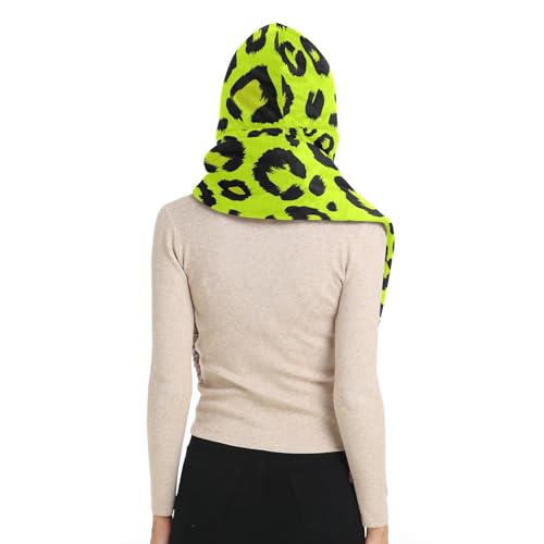 Bonnet d'hiver à capuche imprimé léopard vert pour femme - 2