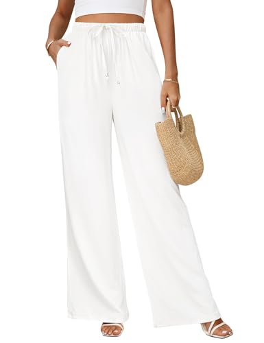 Linen Pants for Women Flowy Palazzo Pants Boho High Waist Wide Le...