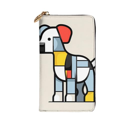 Leather Wallet - Stylish and Durable Wallet for Women with Multiple Compartments and Zipper Design Mondrian abstractionism small animal Picture2
