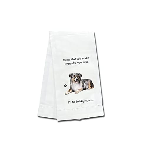 E&S Pets 711-53 Australian Shepherd Aussie Dog Kitchen Towel, Off-white