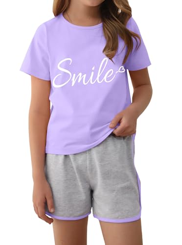 Image of Girl's 2 Piece Outfits Cute Summer T-Shirt and Graphic Shorts Clothing Sets