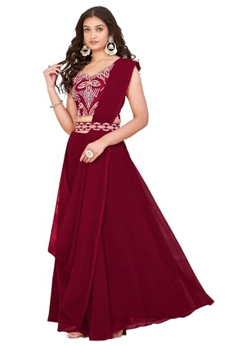 Lehenga 12701 tissu georgette brodé pour femme - Robe traditionnelle indienne de soirée