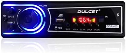 Dulcet DC-A-4001 Double IC High Power Universal Fit Mp3 Car Stereo with Bluetooth/USB/FM/AUX/MMC/Remote & Built-in Equalizer with Bass & Treble Control [Also, Includes a Free 3.5mm Aux Cable]