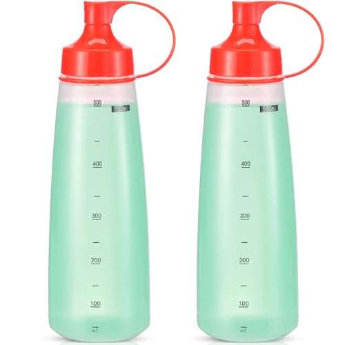 oiununo Squeeze Bottles Wide Mouth - Pack of 2 Condiment Bottle Squeeze BPA free for Chunky Sauces, Resin, Crafts, Condiment Squeeze Bottles 550 ml/19 oz. (Red)