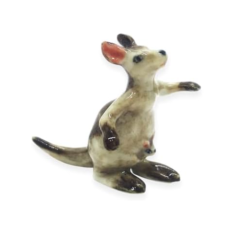 WitnyStore Tiny Kangaroo Figurine with Baby Cover