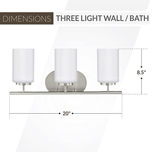 Image of Generation Lighting 41162-962 Lighting Oslo Three Light Wall /Bath Brushed Nickel Finish Incandescent Lamping Type, 300 Total Watts, 8.5 Inch Height, 20 Inch Wide