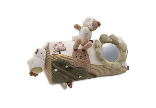 Jollein Triángulo de Actividades - Tiny Park - Juguetes para bebés Boca Abajo - Cojín de Juego con Motivos de Animales, Espejo y Elemento crujiente - Juguete sensorial para bebés