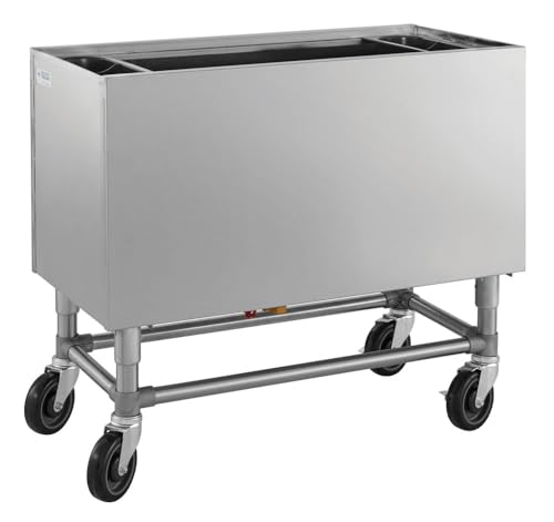 Kratos Portable Ice Bin with Bottle Holders - Stainless Steel, 36x18" (32L-014)