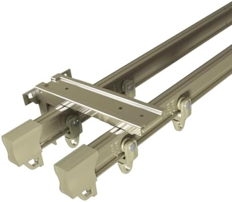 Bendable Curved Ceiling Curtain Track - Double Row Rail with Silent Rollers for Bunk Beds & Bay Windows - Room Divider - 8.9 Ft Gold Curtain Rod