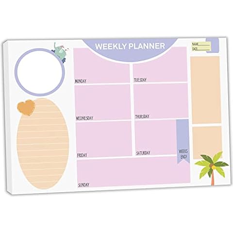 A4 Desk Planner, Weekly Planner Pad Tearable 50 Page to Do List Notepads for Recording Tasks, Meetings, Schedules(Pink) Cover