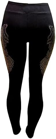 sports and more of las vegas Black & Silver Rhinestone Angel Wings Black Leggings (S)