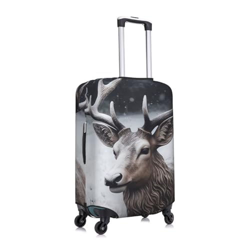 Luggage Cover Elastic Washable Suitcase Cover Dustproof Suitcase Protector Personalized Deer Head In The Snow Travel Luggage Baggage Covers For 18-32 Inch3