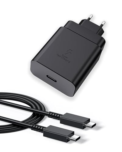 Caricatore USB C per Samsung 45W, Fast Charger Caricabatterie Tipo C Rapido per Samsung Galaxy S25 S24 S23 S22 S21 Ultra S10 S9 S8 A55 A54 A53 A52 A51 A50 A34 A33 A73 A53 con Cavo USB C 1.8M