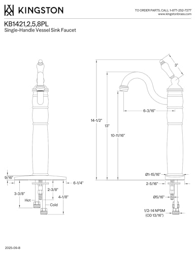 Grifo para fregadero Kingston Brass Heritage cromo de lujo 4